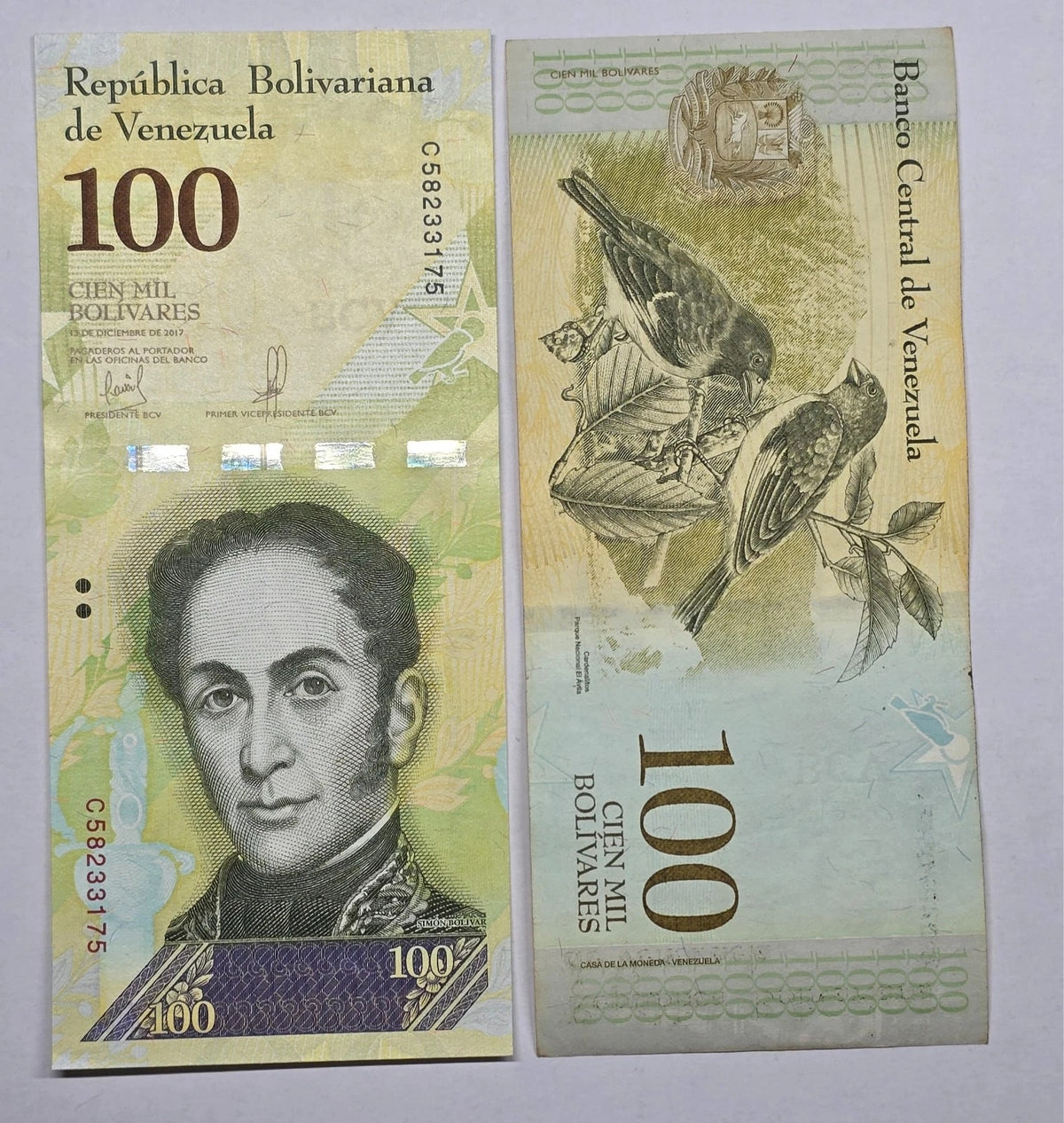 Venezuela 100,000 Bolívares Fuertes (2017 Hyperinflation Peak Issue)