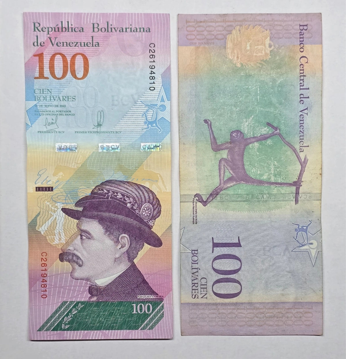 Venezuela 100 Bolívares Soberanos (2018 Currency Reform / Ezequiel Zamora)