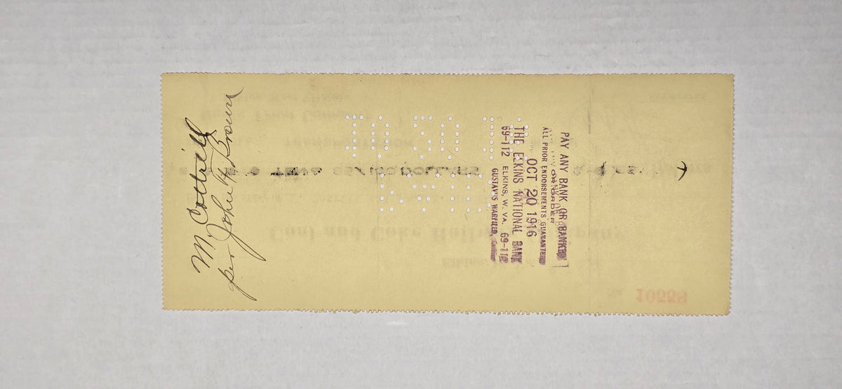Vintage 1916 West Virginia Railroad Check Coal & Coke Railway Fallen Flag B&O