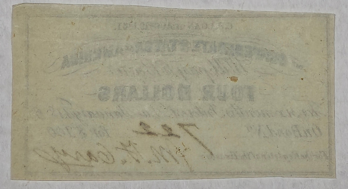 1861 $4 Confederate States America Bond Coupon Civil War 8% Loan CSA 1867 AU