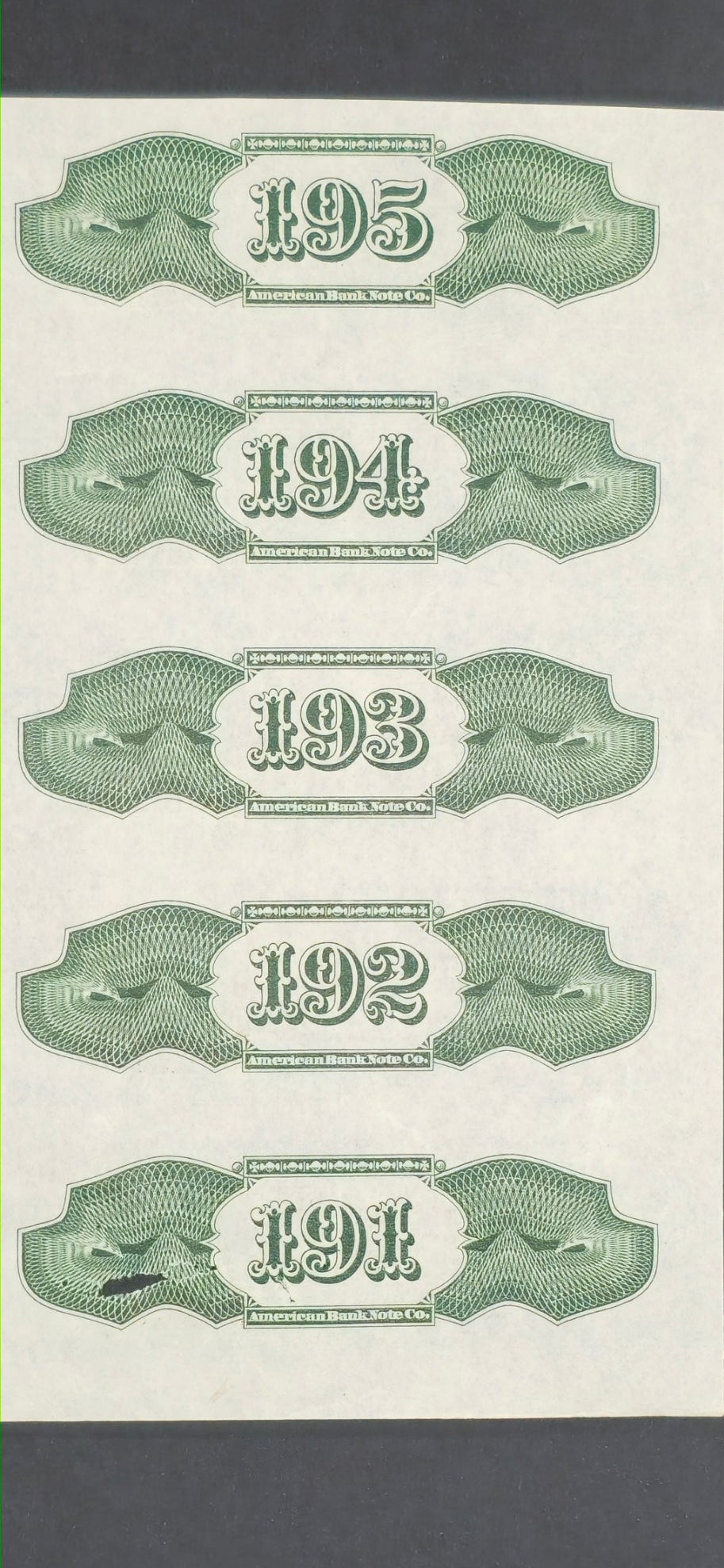 1913 NY Central Hudson River Railroad 100 Year Gold Bond 5 Coupon Strip UNC
