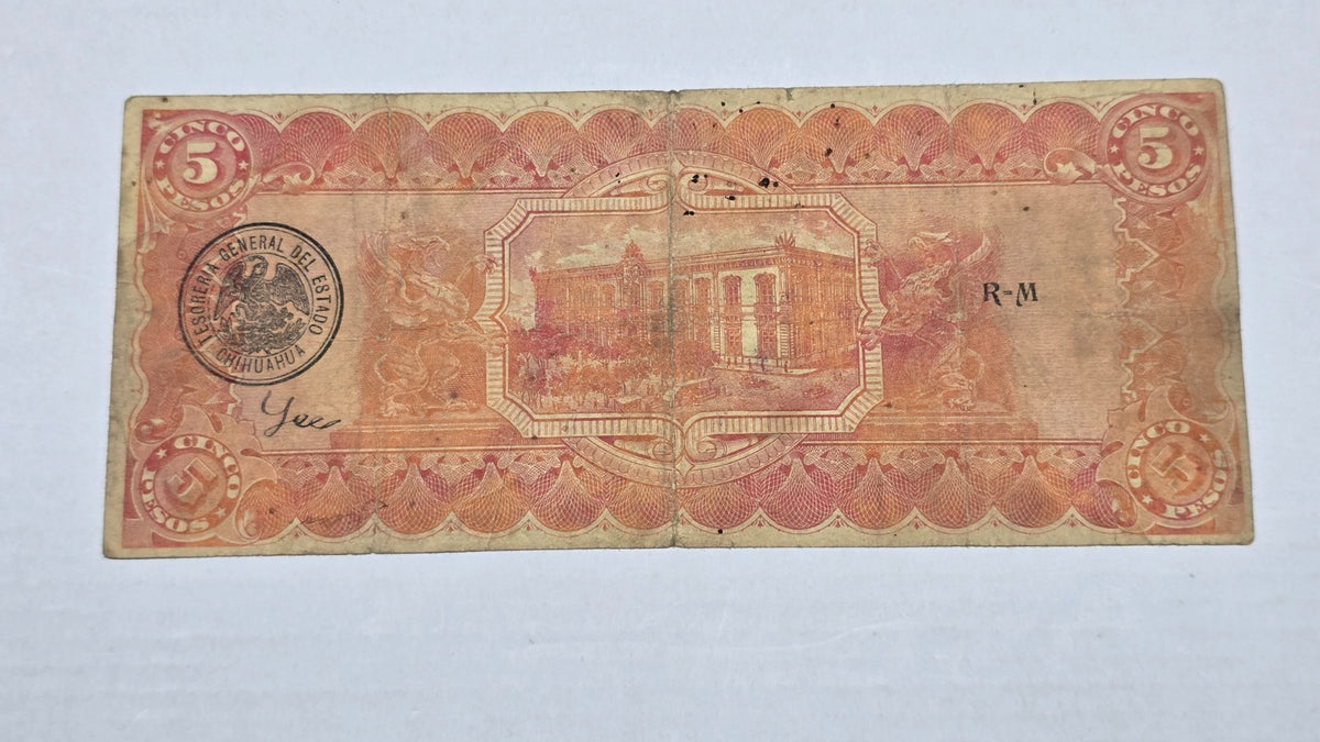 Mexico – State of Chihuahua 1914 5 Pesos "Dos Caritas" (Serie C, 196)