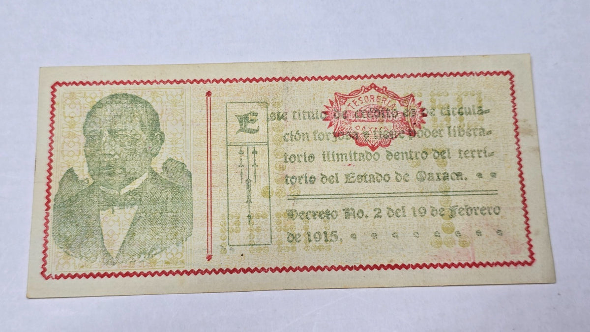 Mexico 1915 Oaxaca 1 Peso "Soberano" (Serie U / Decreto No. 2) (409583)