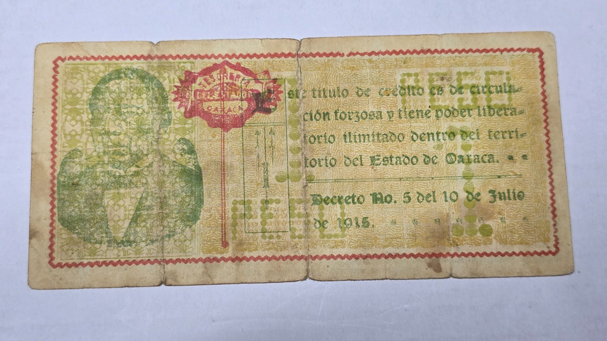 Mexico 1915 Oaxaca 1 Peso "Soberano" (Serie U / Decreto No. 2) (783167)