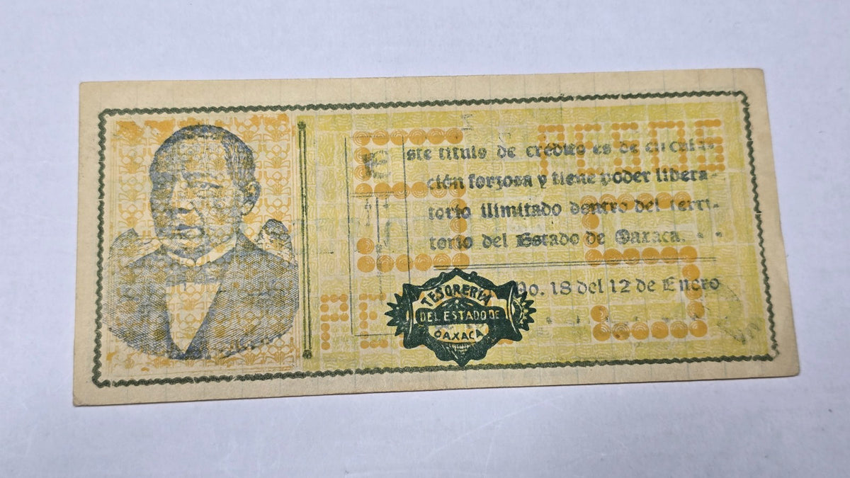 Mexico 1916 Oaxaca 5 Pesos "Soberano" (Serie Z / Decreto No. 18)