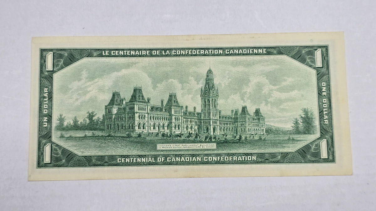 Canada 1967 $1 Centennial Banknote Beattie Rasminsky (236) Serialized AU/UNC
