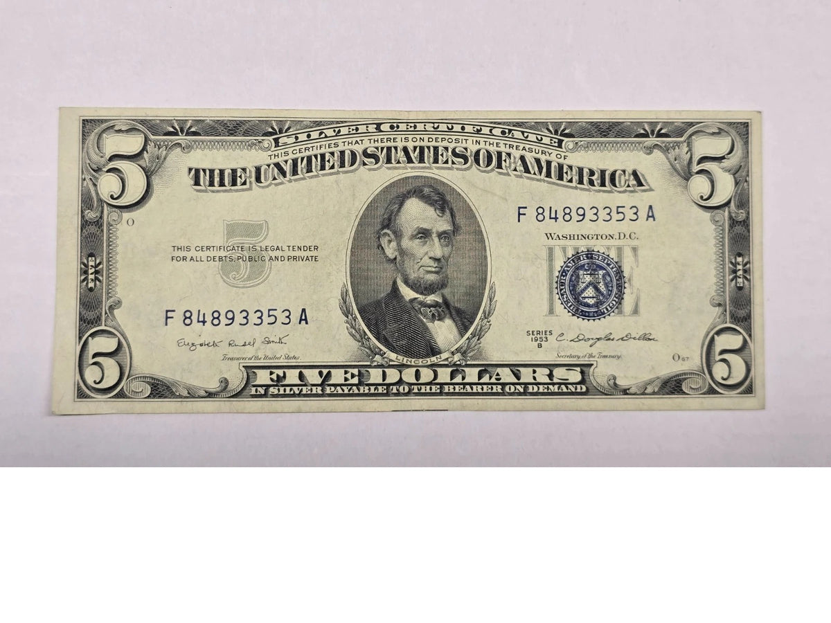 Series 1953B $5 Silver Certificate CHOICE UNC (353A) (Blue Seal)