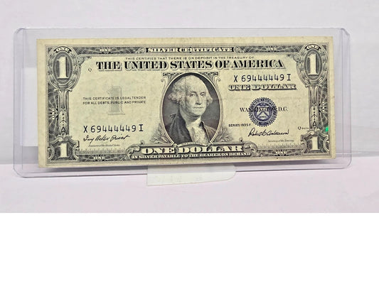Series 1935F $1 Silver Certificate (449I) – Fancy Serial # (Solid 4s Core)