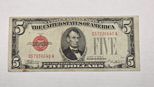Series 1928D $5 Legal Tender Note (640A) (Red Seal)