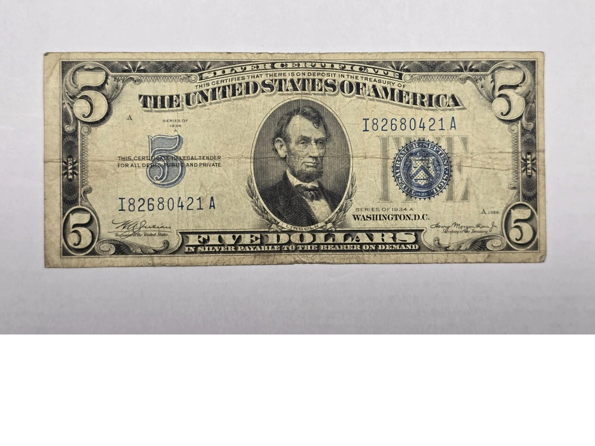 Series 1934A $5 Silver Certificate (421A) (Blue Seal)