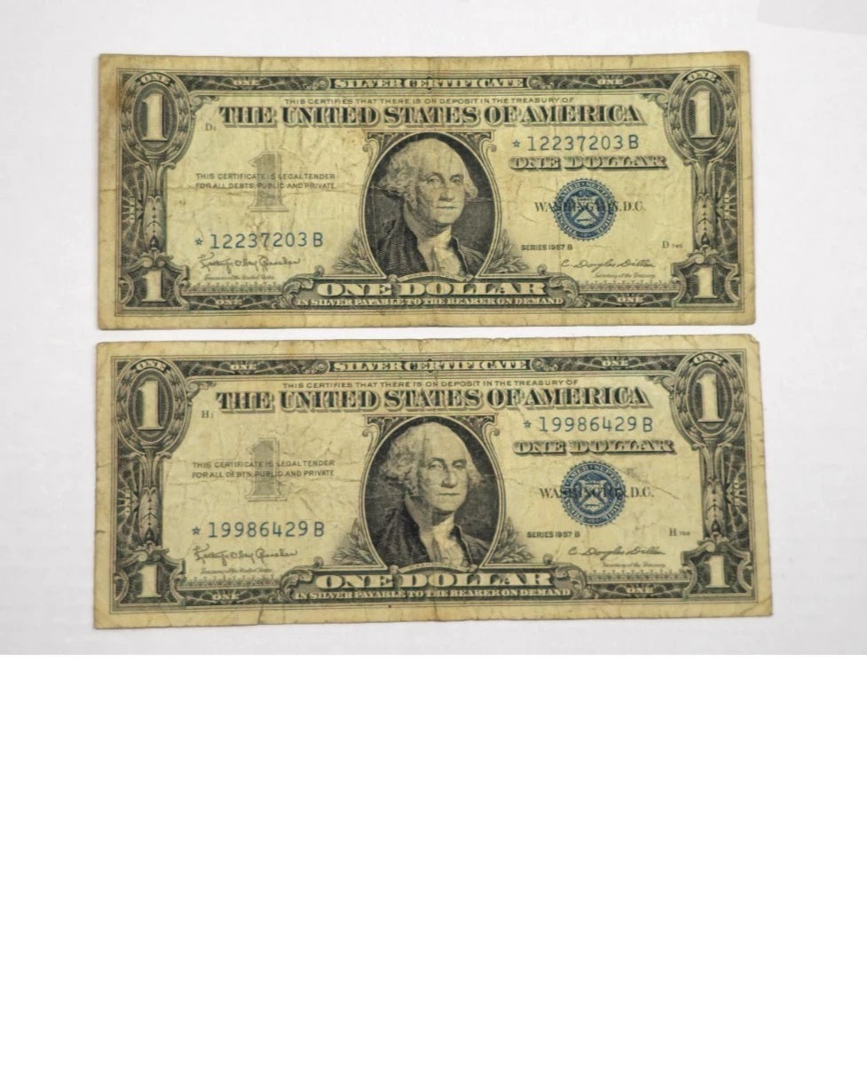 Pair of United States Series 1957B $1 Silver Certificate Star Notes (*)