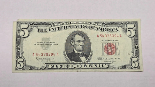 Series 1963 $5 Legal Tender Note (394A) (Standard Issue Red Seal)