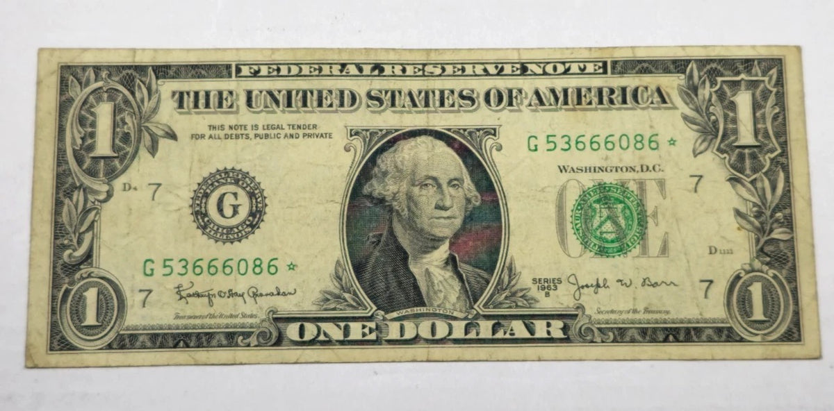 1963B $1 Barr Note Star Note (086)Chicago G-* Fr. 1902-G* Granahan Barr Key Date
