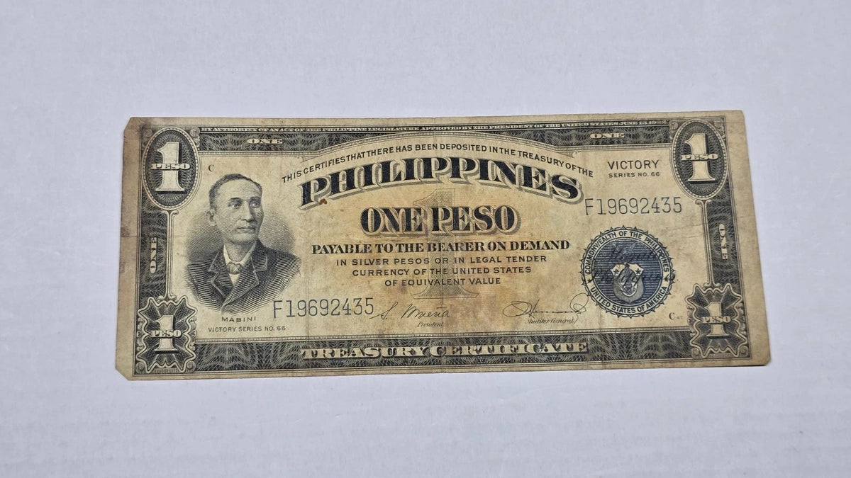 Share Philippines WWII 1944 1 Peso "VICTORY" Treasury Certificate (435)