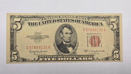 Series 1953C $5 Legal Tender CRISP Note (132A) (Red Seal)