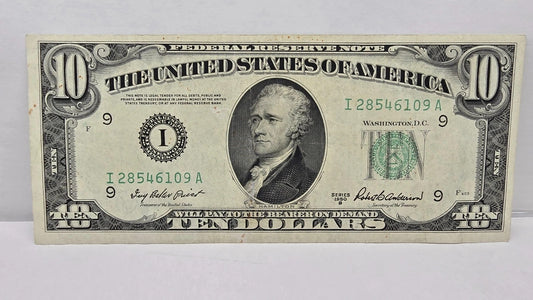 Series 1950B $10 Federal Reserve Note (109A) – Minneapolis District (No Motto)