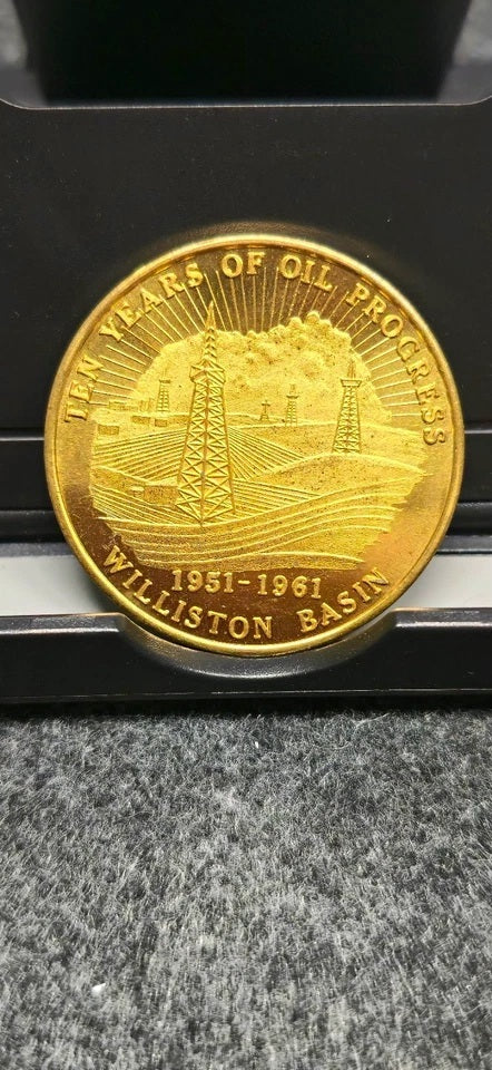 Williston Basin 1951-1961 50c Brass Medal 50 Years of Oil Production