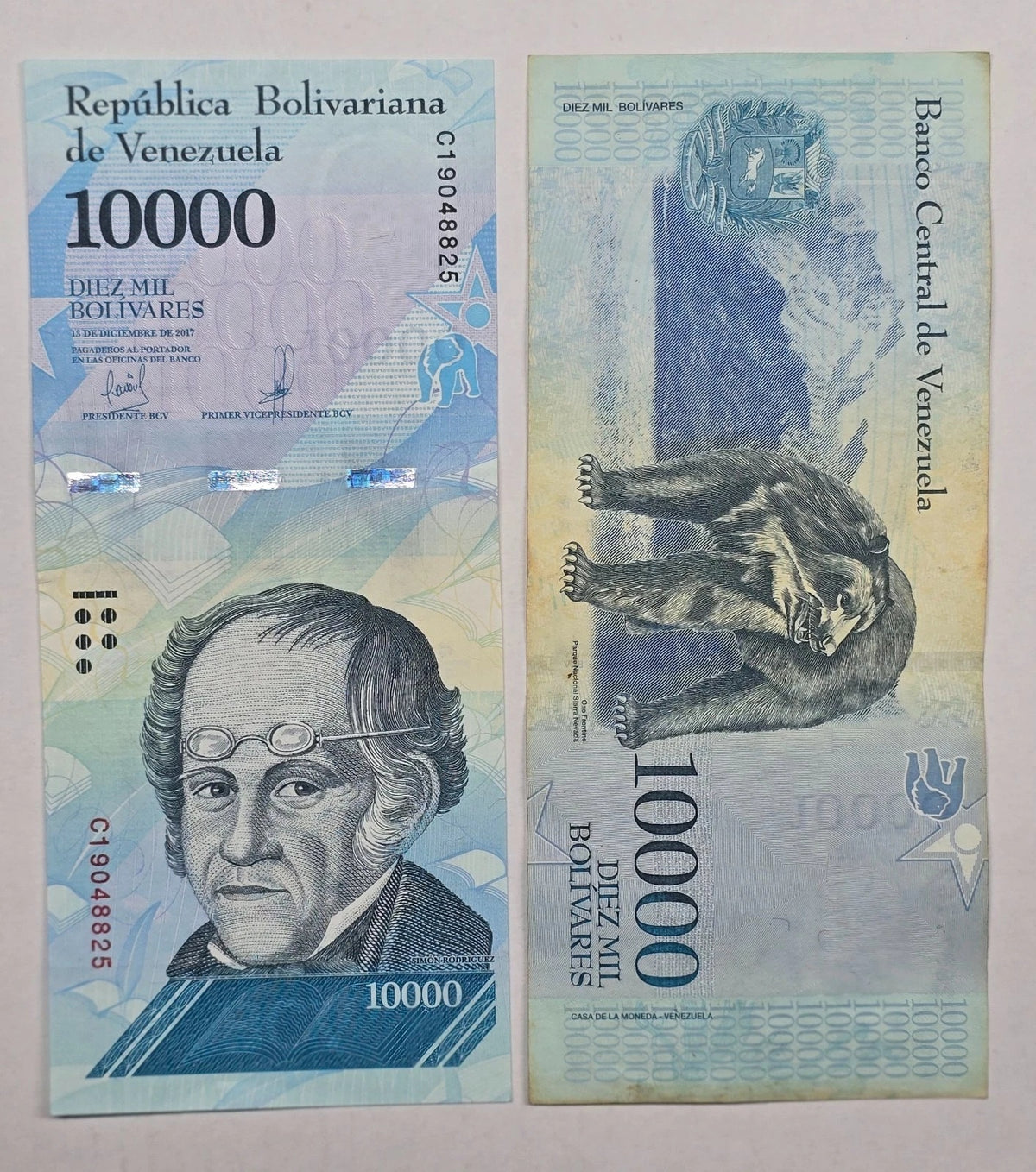 2017 Venezuela 10000 Bolívares, (2017 Hyperinflation Issue / Simón Rodríguez)