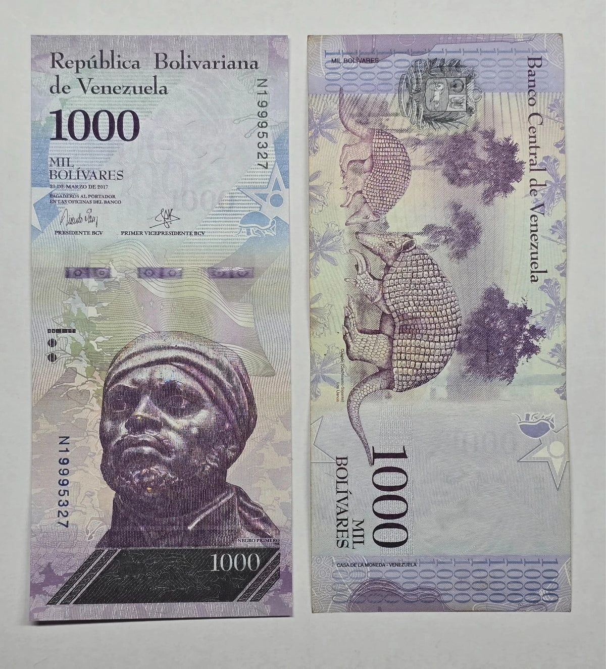 Venezuela 1,000 Bolívares Fuertes (2017 Hyperinflation Issue Pedro Camejo Negro)