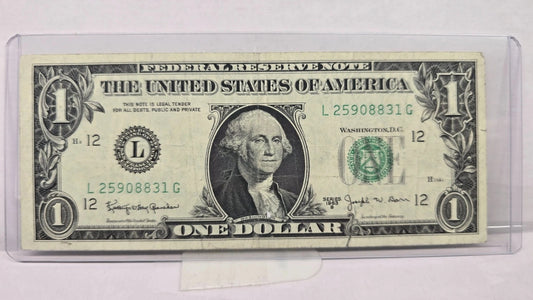 Series 1963B $1 Federal Reserve Note (831G) Tear – San Francisco District "Barr Note"
