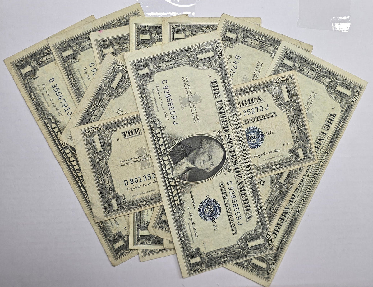Series 1935G $1 Dollar Bill Blue Seal Silver Certificate No Motto Circulated