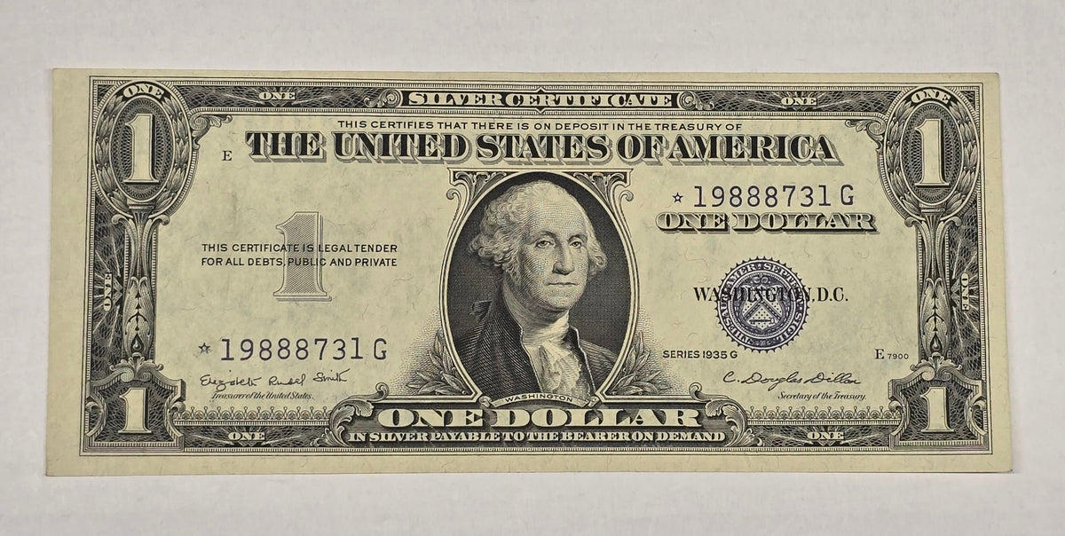 1935G $1 Silver Certificate STAR NOTE WITH MOTTO *CHOICE UNC* (731G) 3.12M Run