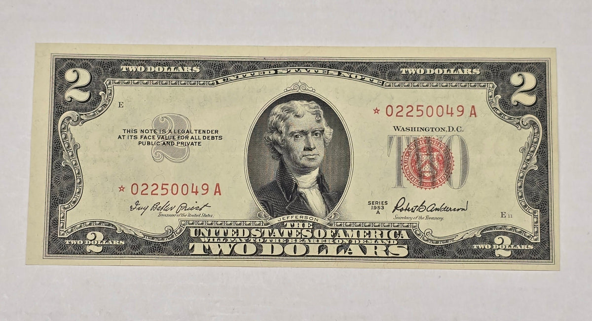 1953A $2 Red Seal STAR NOTE Fr. 1510* (049A) Choice Crisp Uncirculated