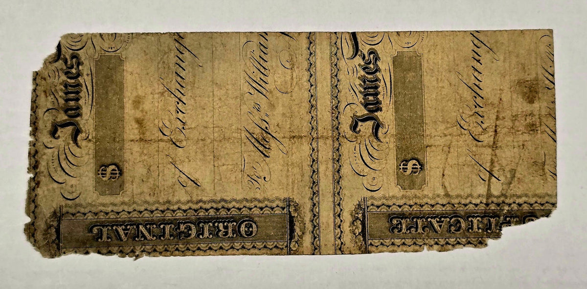 1861 $2 New Orleans Jackson RR Civil War Note Train Recycled Draft Back AG