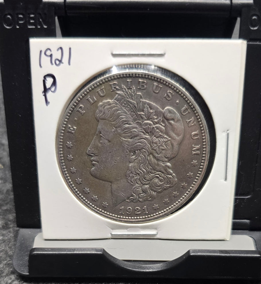 1921 Morgan Silver Dollar Philadelphia 90% Silver Coin US Mint Final Year AU