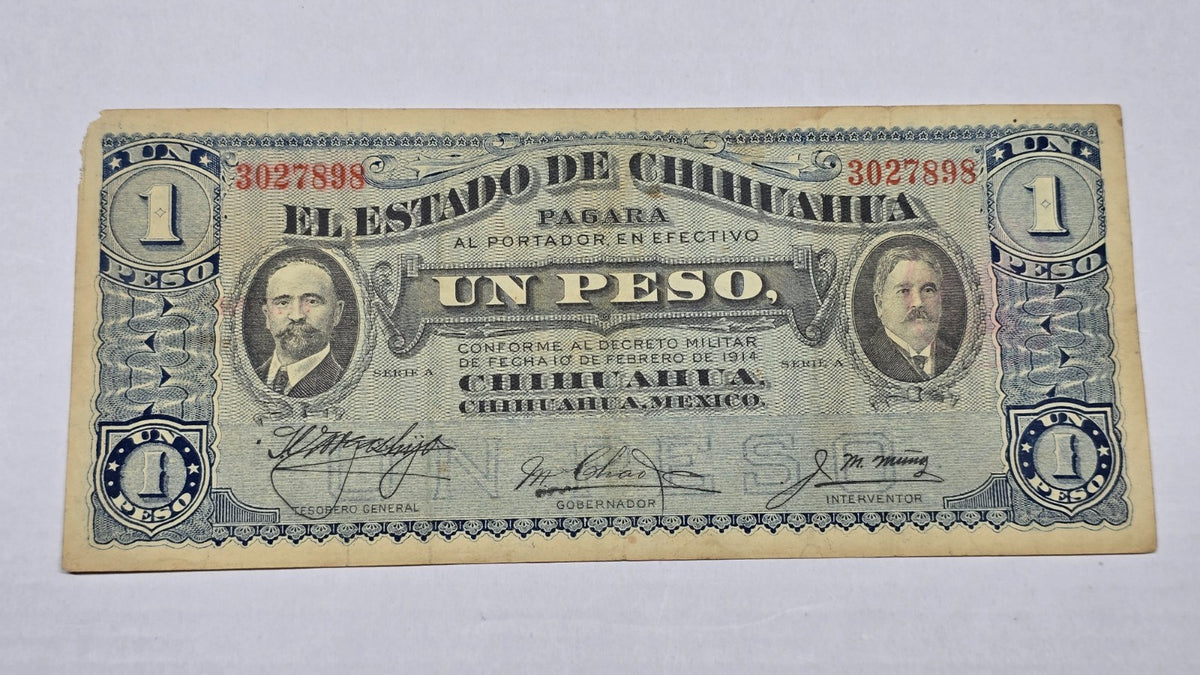 Mexico – State of Chihuahua 1914 1 Peso "Dos Caritas" (Serie A, 898)