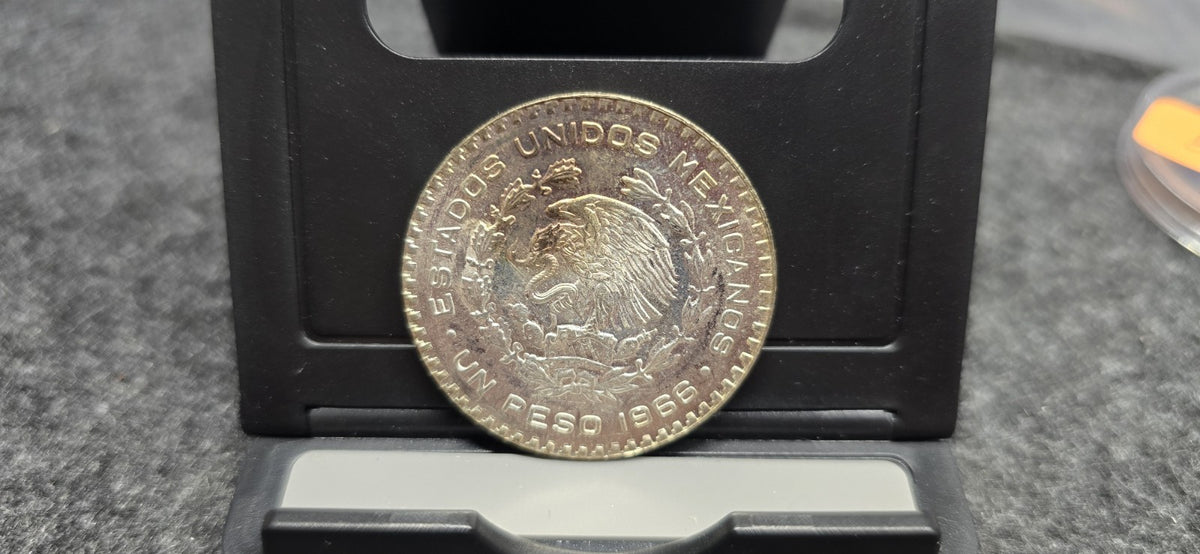 1966 Mexico 1 Peso 10% Silver Coin Un Peso Morelos Portrait KM#459 .100 Fine