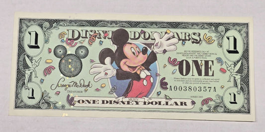 2000 $1 Disney Dollar Mickey Mouse Millennium Epcot Spaceship Earth A-A Block CU