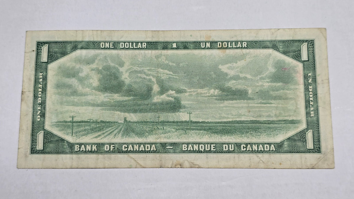 Canada 1954 $1 Devil's Face Banknote Coyne Towers (489) I/O Block VF/XF
