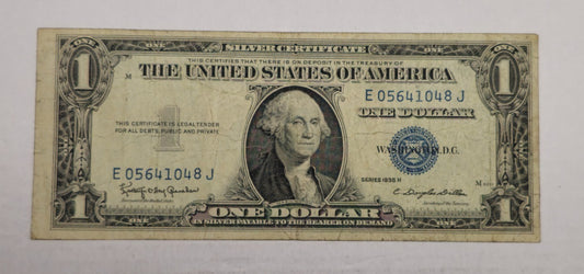 1935-H $1 Dollar Bill Silver Certificate w/ Motto "In God We Trust" (048J) VF/XF