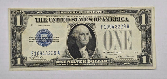 1928 $1 Silver Certificate FUNNYBACK (229A) Woods Mellon Blue Seal VF