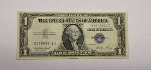 1935-E $1 Dollar Bill Silver Certificate Blue Seal (641G) No Motto Choice AU