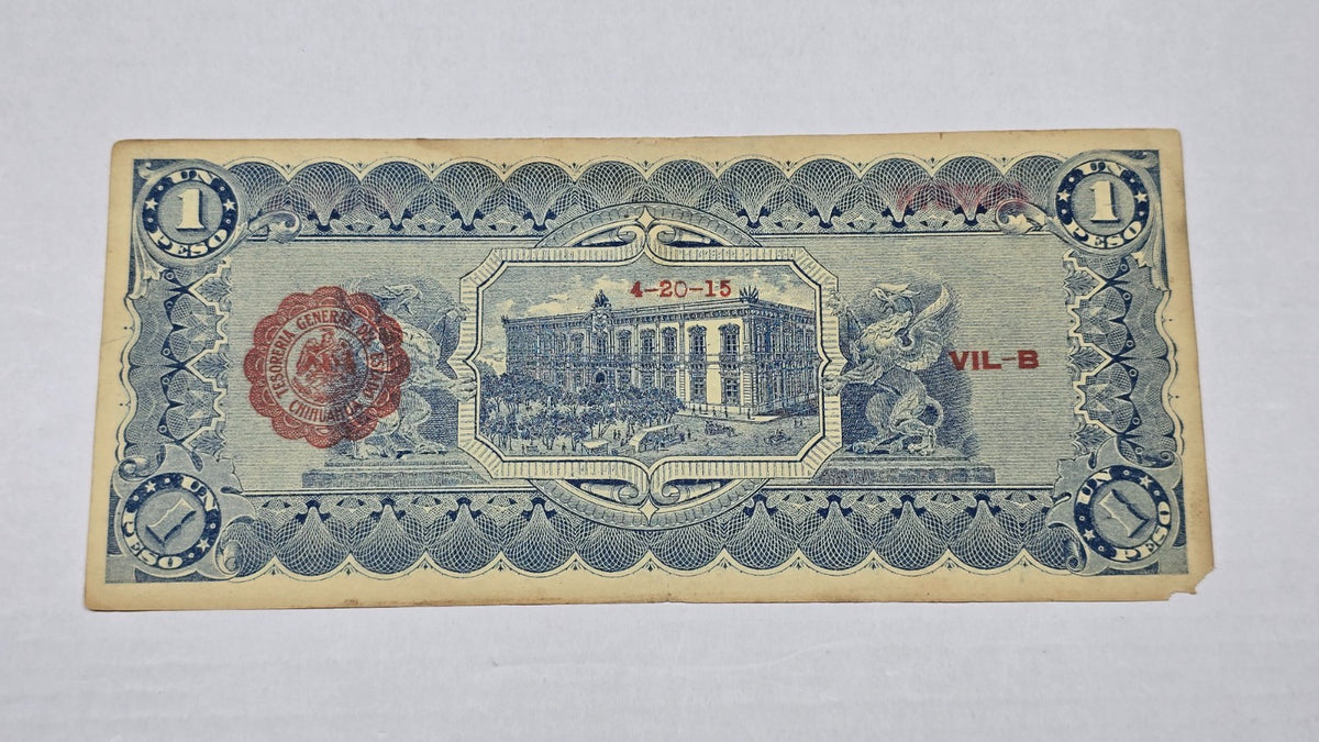 Mexico – State of Chihuahua 1914 (4-1-15 Date stamp) 1 Peso "Dos Caritas" (576)