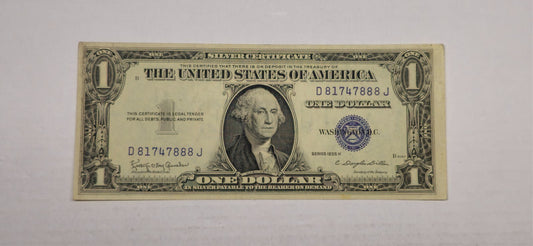 1935H $1 Silver Certificate Blue Seal  Fr. 1618 Triple 888 Ending VF/XF