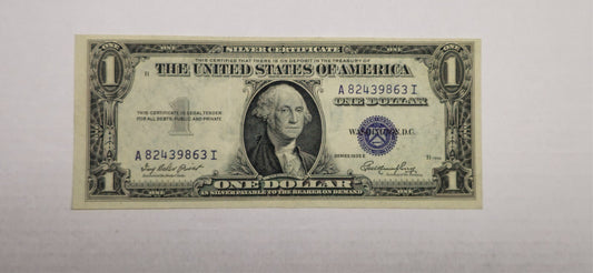 1935-E $1 Dollar Bill Silver Certificate Blue Seal (863I) No Motto Choice AU