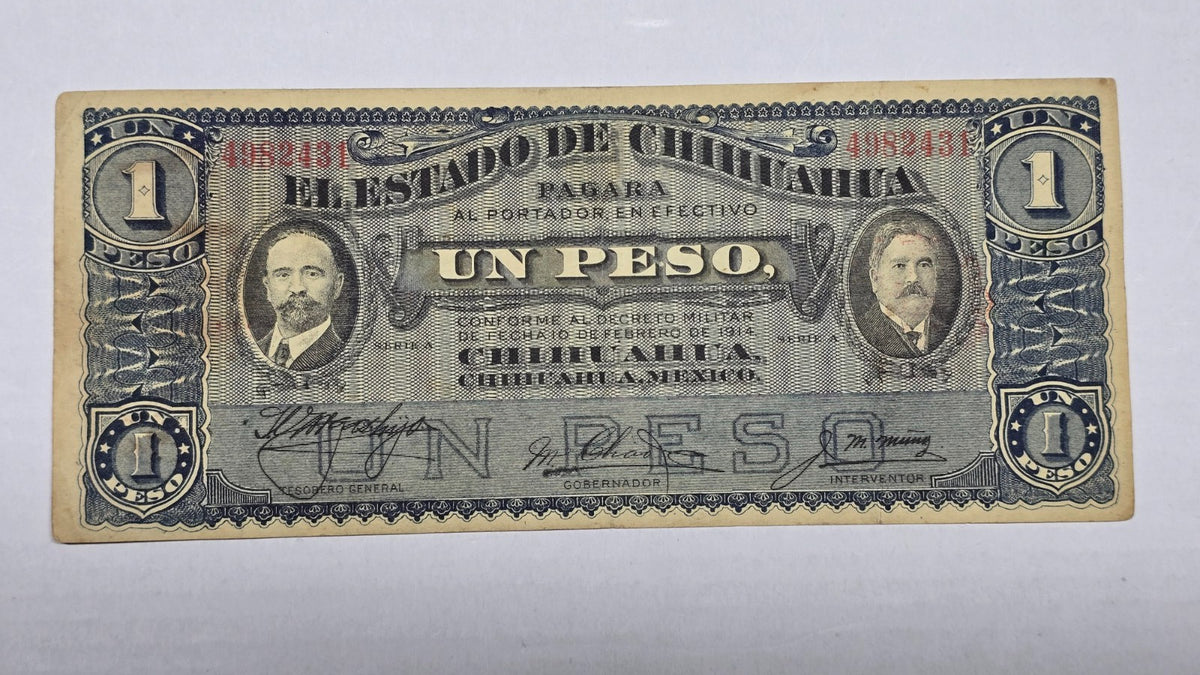Mexico – State of Chihuahua 1914 1 Peso "Dos Caritas" (April 1, 1915 DI) (2431)