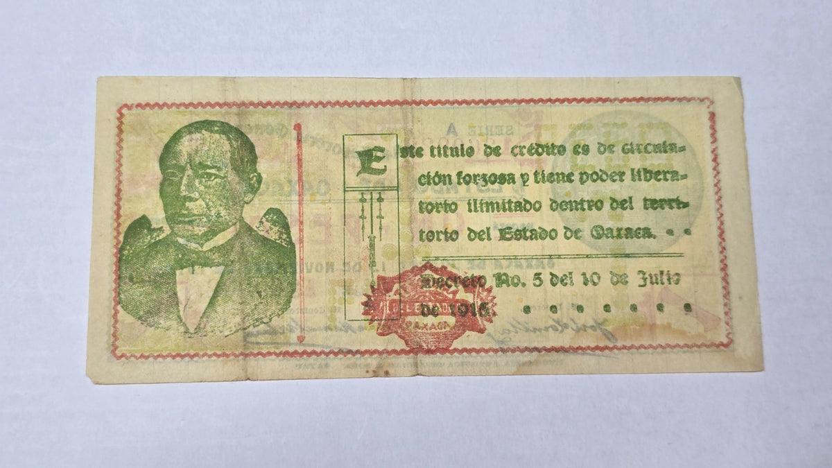 Mexican Revolution 1915 Oaxaca 1 Peso Note (Serie A - November Date) (1260932)