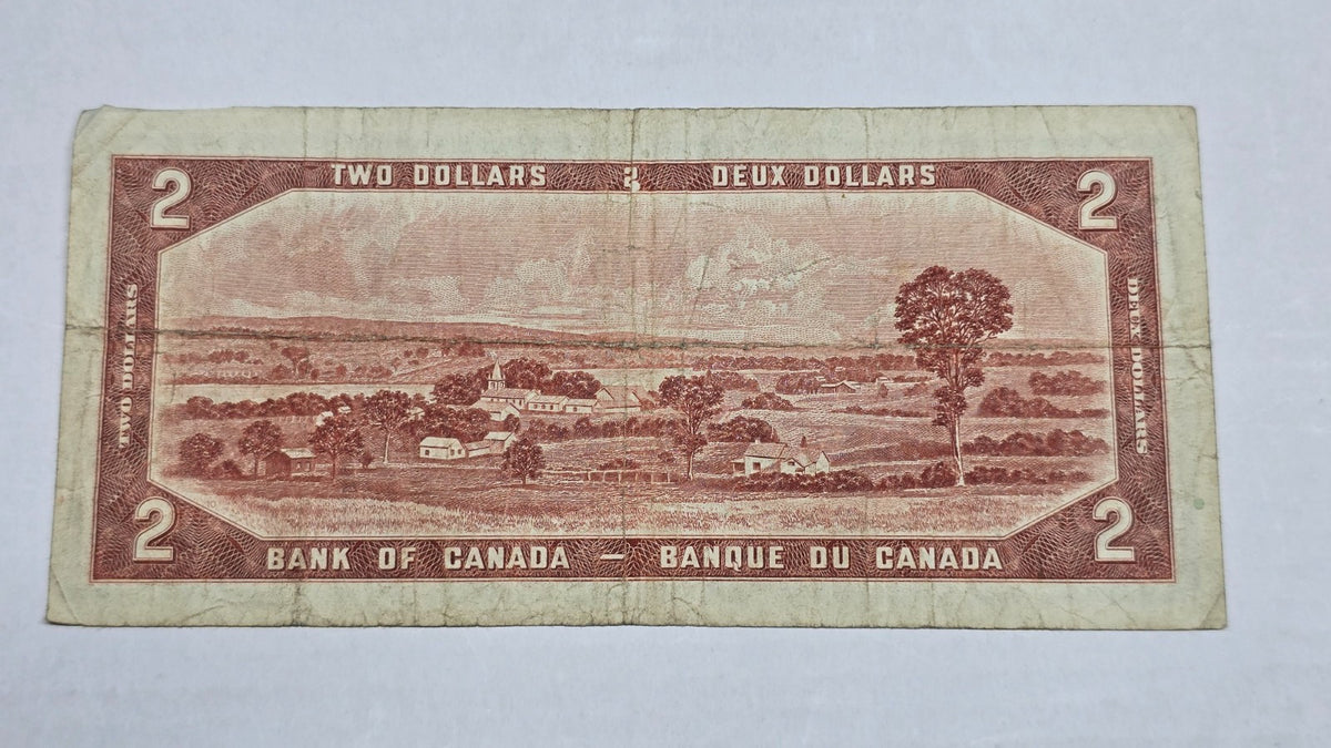 Canada 1954 $2 Devil's Face Banknote Beattie Coyne (857) E/R Block VF