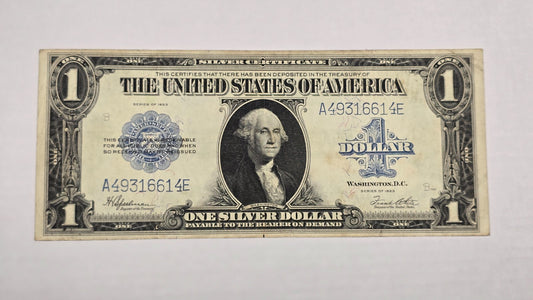 1923 $1 Silver Certificate Horse Blanket Large-Size Blue Seal (614E) CRISP-CLEAN