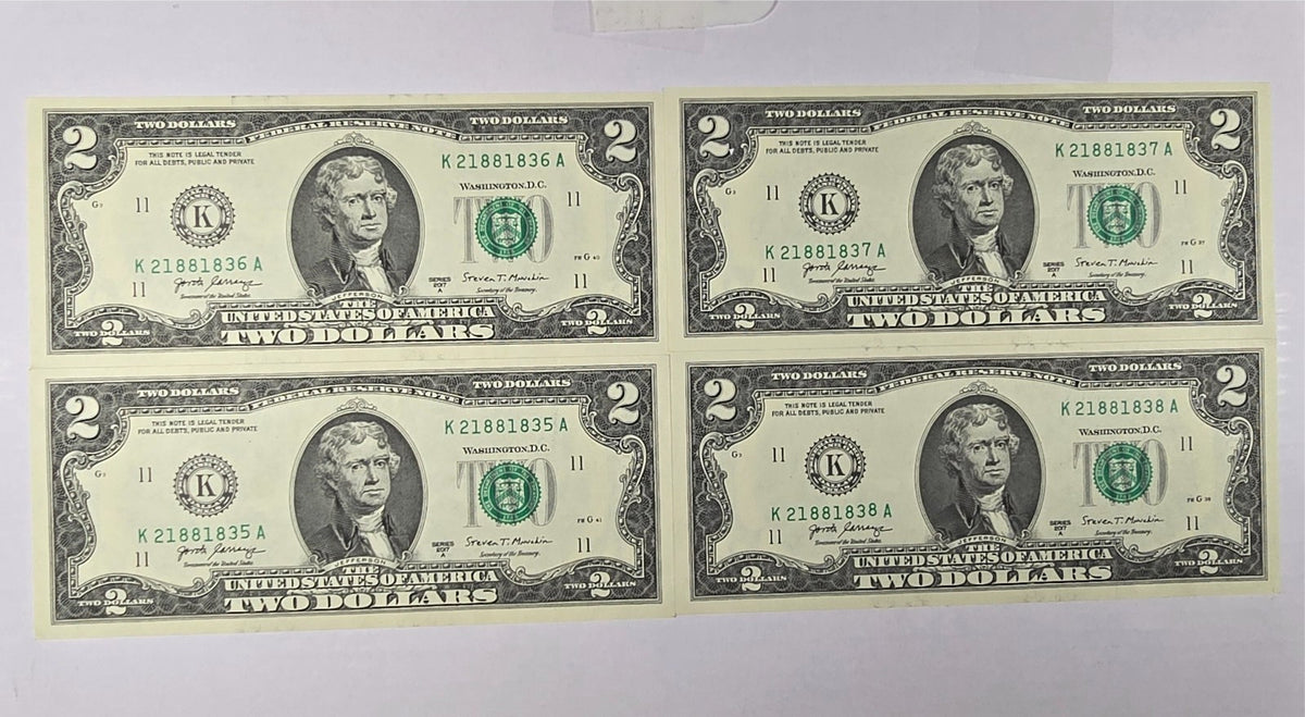 2017A $2 / 4-Note Consecutive Run – Dallas District "Gas Pump" / High Tens Digit