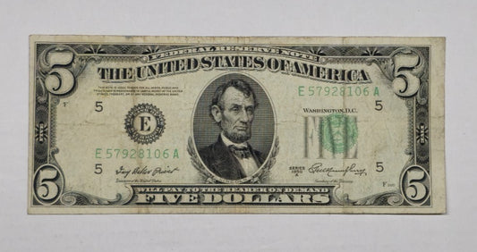 1950A $5 Federal Reserve Note Richmond E-A Fr 1962-E Clark Snyder CrispAU (106A)