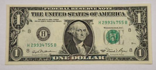 1981 $1 Federal Reserve Note (St. Louis)(755A) – Choice/Gem - DOUBLE PAIRS 9s&5s