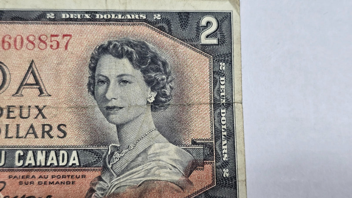 Canada 1954 $2 Devil's Face Banknote Beattie Coyne (857) E/R Block VF